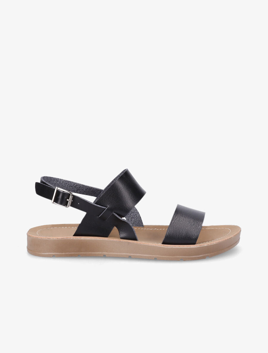 Nu-pieds basiques en simili - Noir - 5