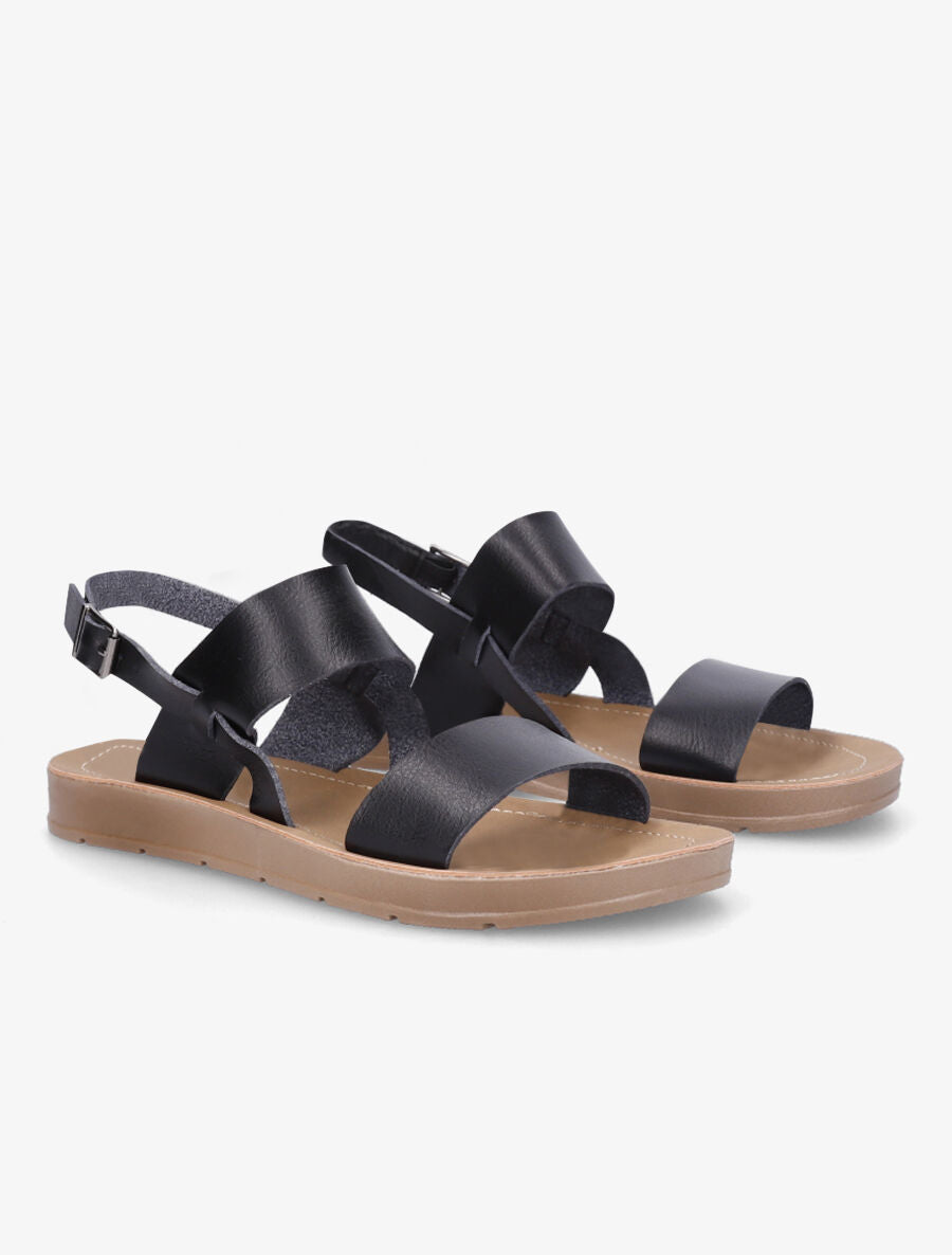 Nu-pieds basiques en simili - Noir - 4