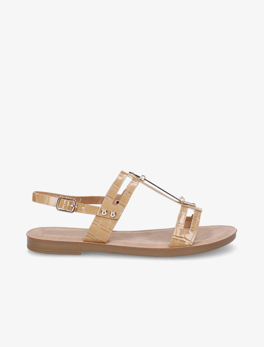 Nu-pieds effet croco - Beige - 1