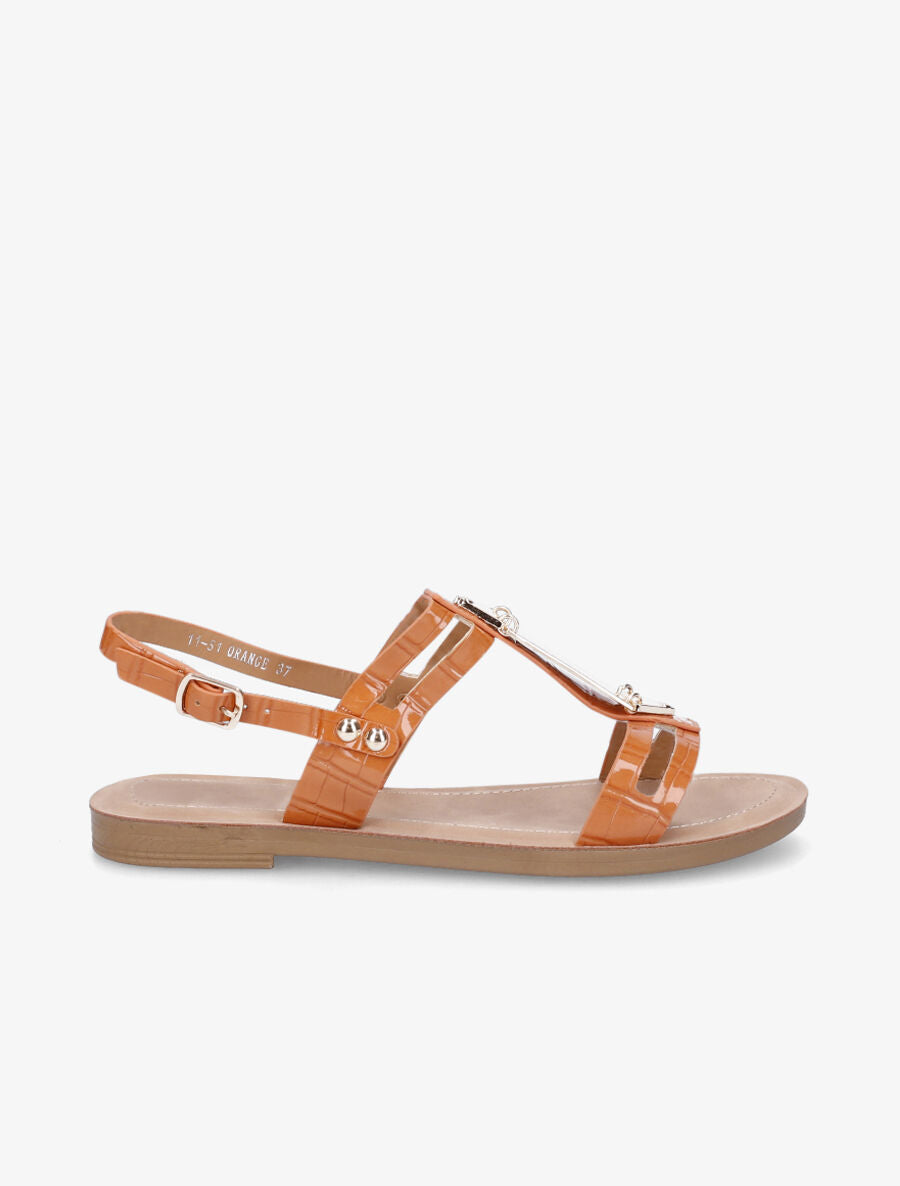 Nu-pieds effet croco - Orange - 5