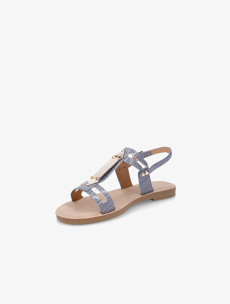 Nu-pieds effet croco - Bleu gris - 3
