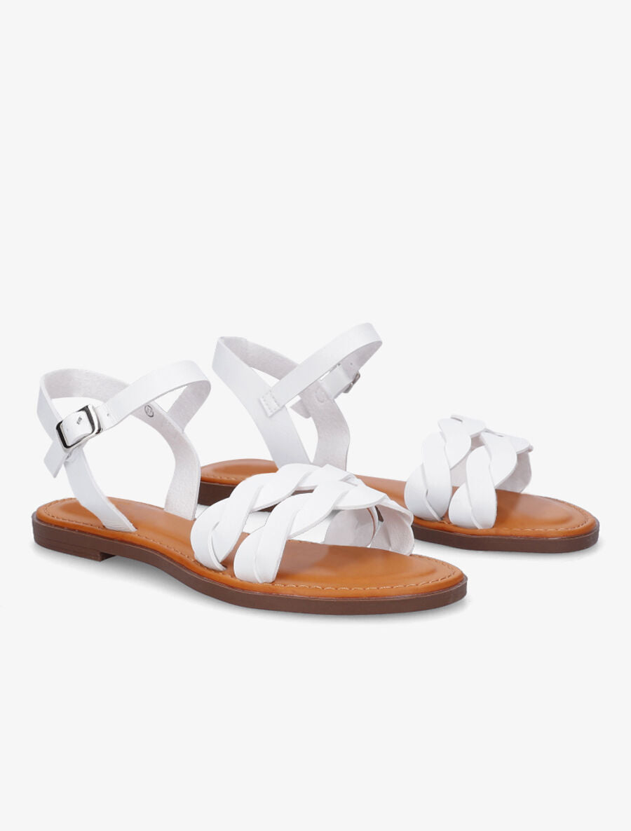 Nu-pieds tressés en simili - Blanc - 4