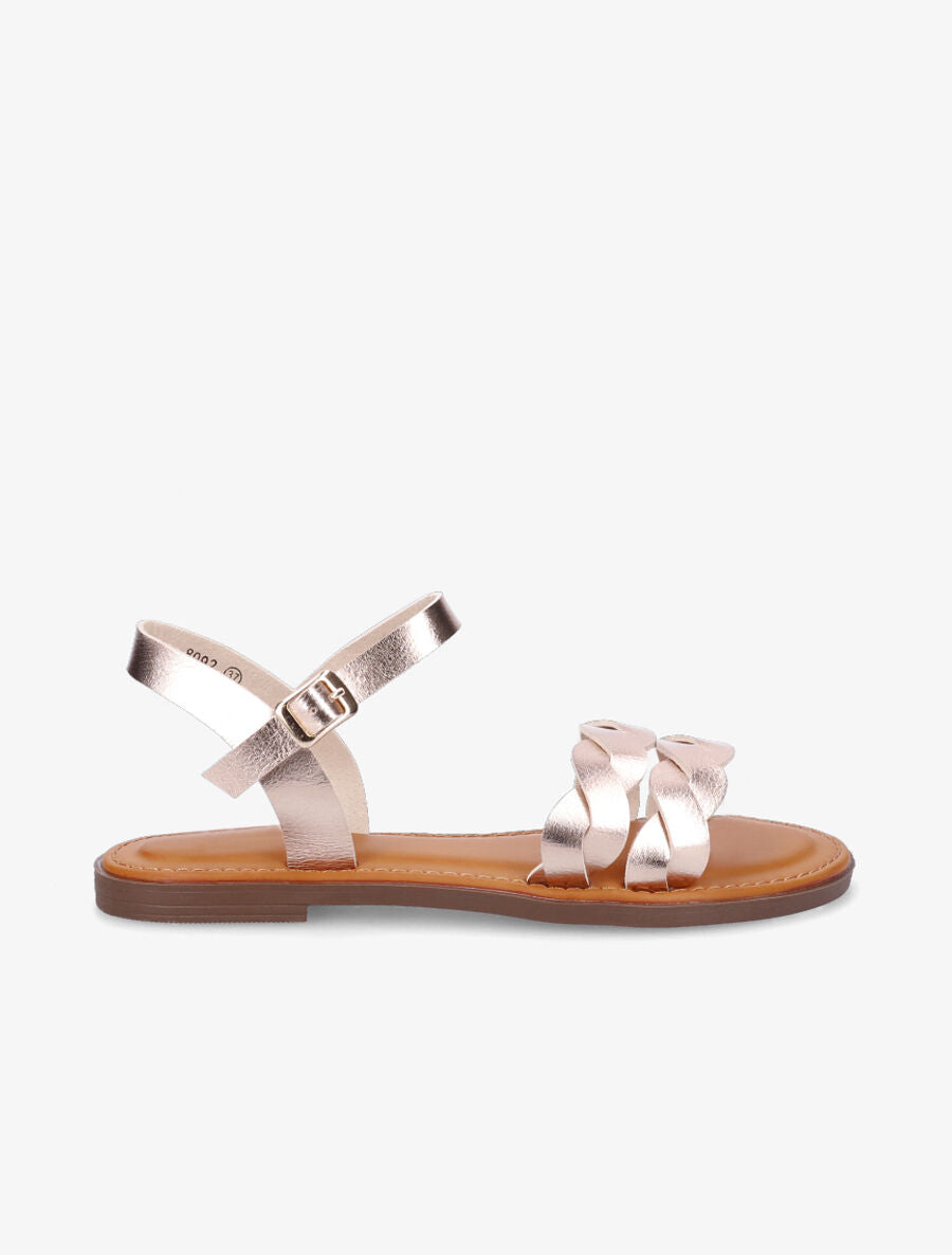 Nu-pieds tressés en simili - Rose gold - 1