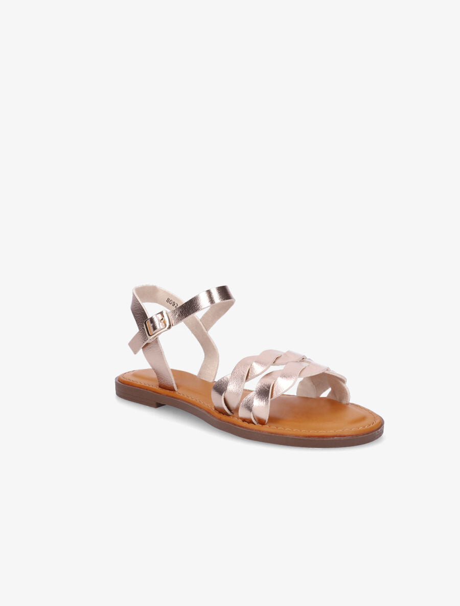 Nu-pieds tressés en simili - Rose gold - 2
