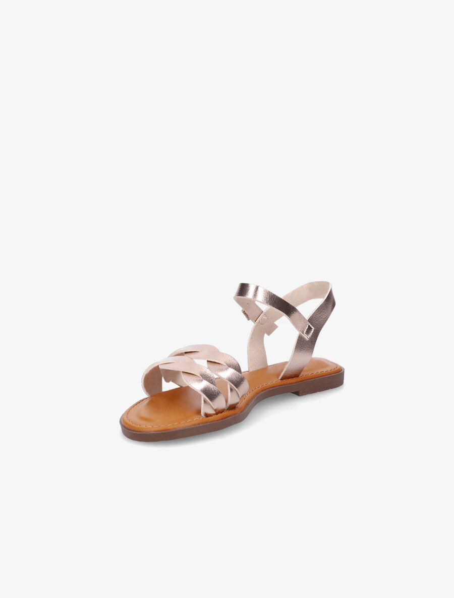 Nu-pieds tressés en simili - Rose gold - 3