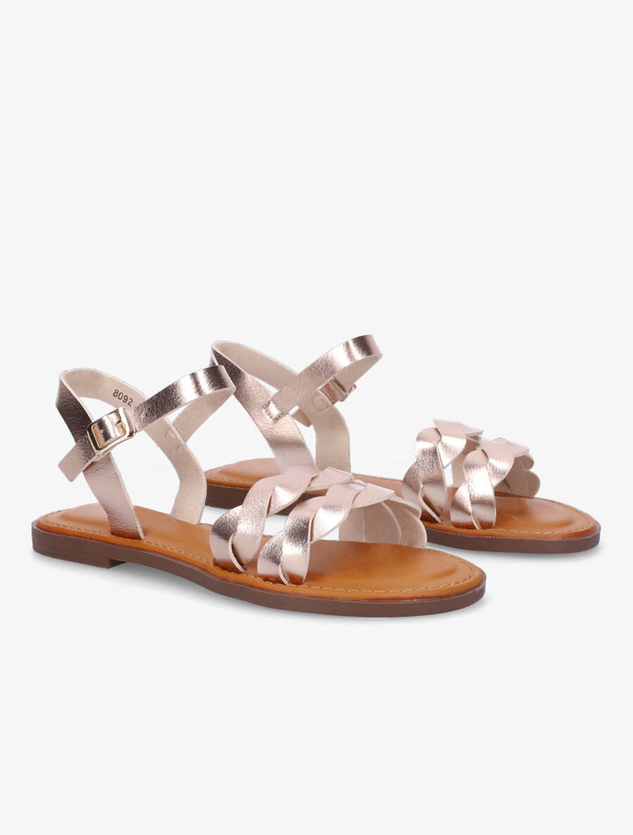 Nu-pieds tressés en simili - Rose gold - 4
