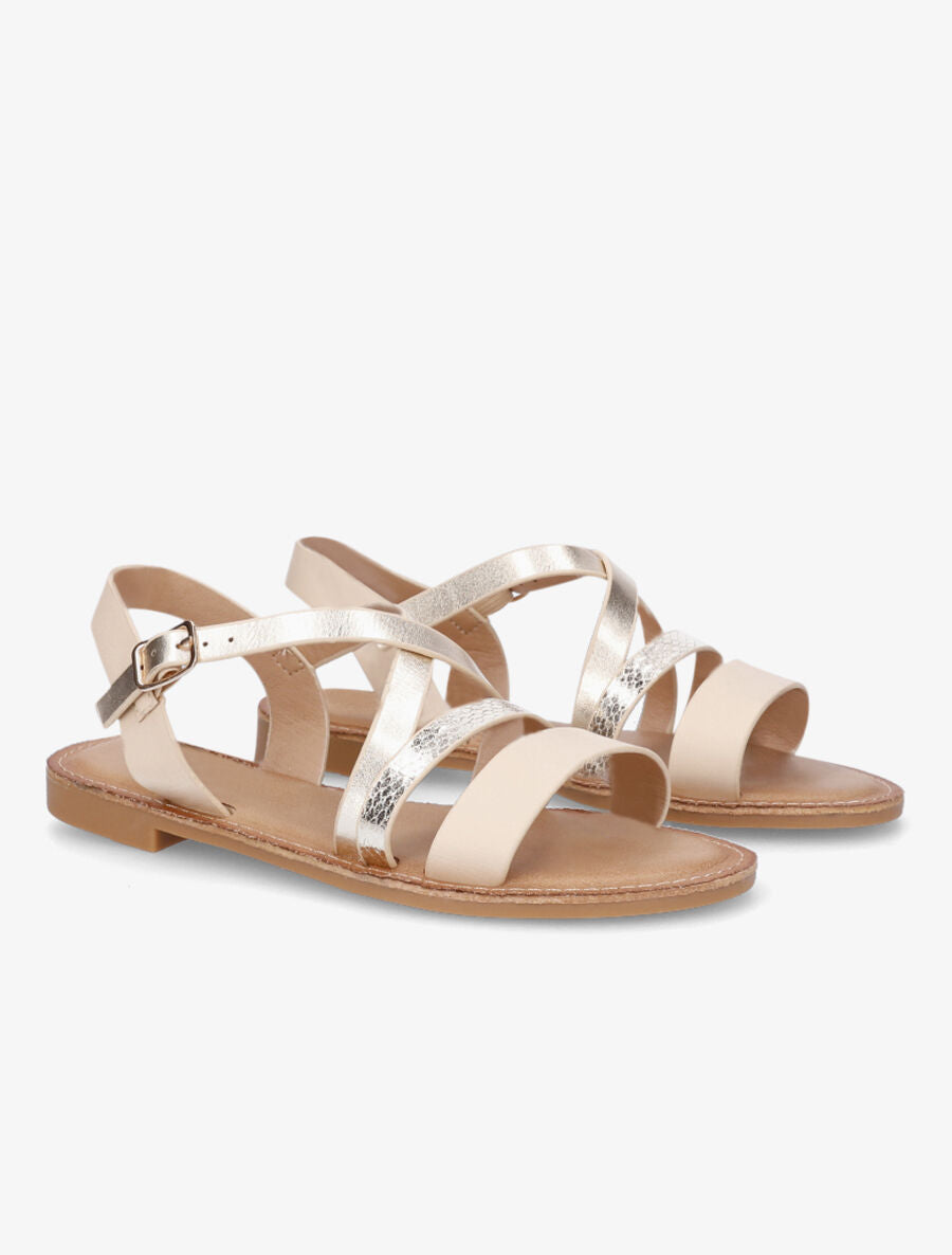 Nu-pieds multibrides irisées - Beige - 4