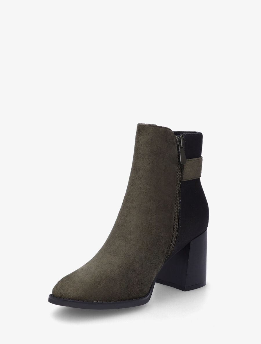 Bottines mi-hautes irisées en suédine - Kaki - 3