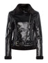 Blouson aspect vernis bas ceinturé - noir - 1