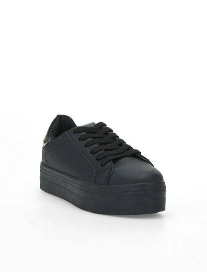 Sneakers compensées contrefort métallique - noir - 2