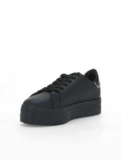 Sneakers compensées contrefort métallique - noir - 3