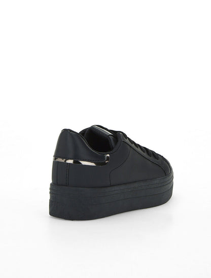 Sneakers compensées contrefort métallique - noir - 4