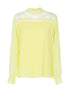 Blouse à col montant et décolleté transparent - jaune fluo - 1