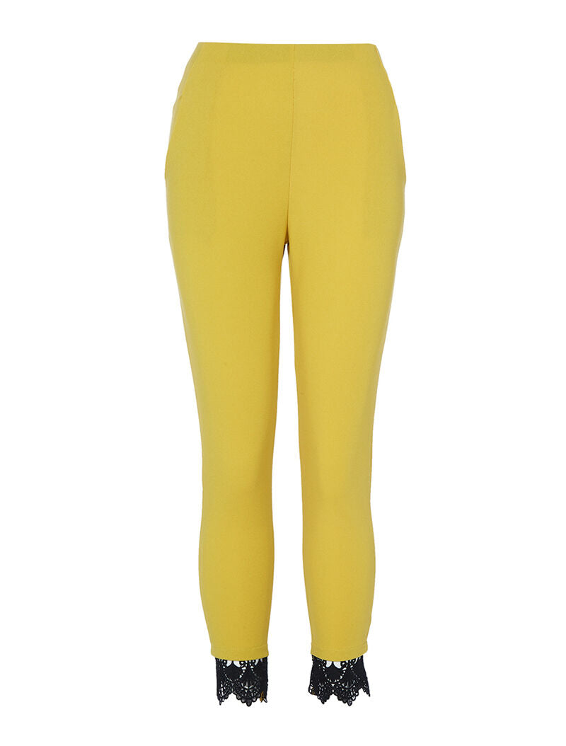 Pantalon 7/8 à détail crochet - jaune