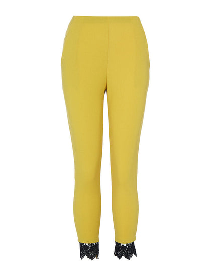 Pantalon 7/8 à détail crochet - jaune