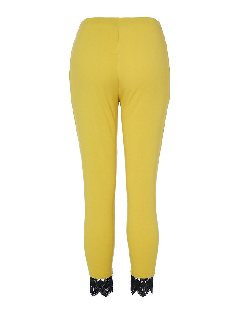 Pantalon 7/8 à détail crochet - jaune
