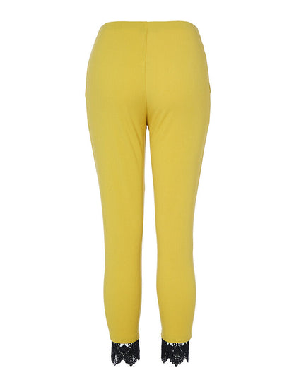 Pantalon 7/8 à détail crochet - jaune