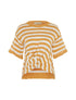 Pull rayé avant torsadé en coton mélangé - orange/blanc - 1