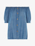 Blouse ample encolure élastique - denim - 1