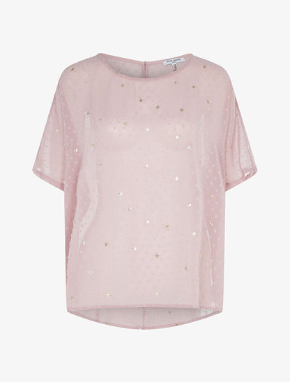 Blouse transparente à motifs étoilés - vieux rose - 1
