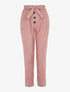Pantalon paperbag en lin mélangé - rouge - 1
