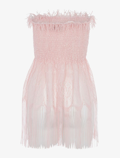 Bustier élastiqué en crochet - rose - 2