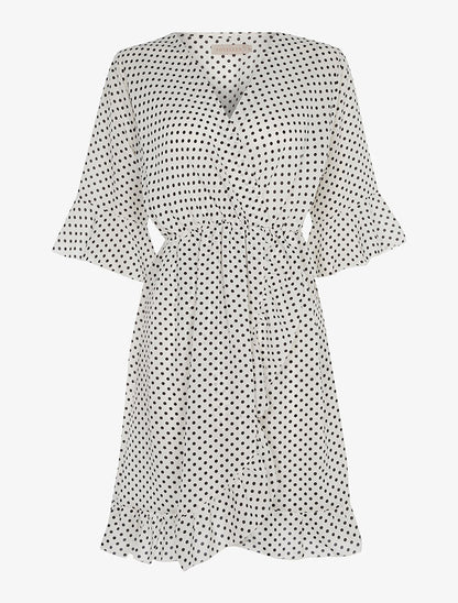 Robe cache-coeur volantée - blanc - 1