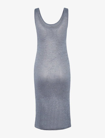 Robe moulante côtelée en lamé - bleu - 2
