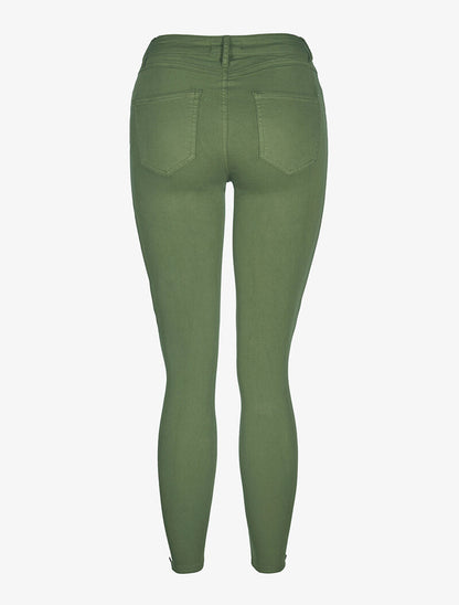 Jean uni skinny zips aux chevilles - kaki - 2