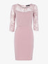 Robe moulante à empiècement dentelle - vieux rose - 3