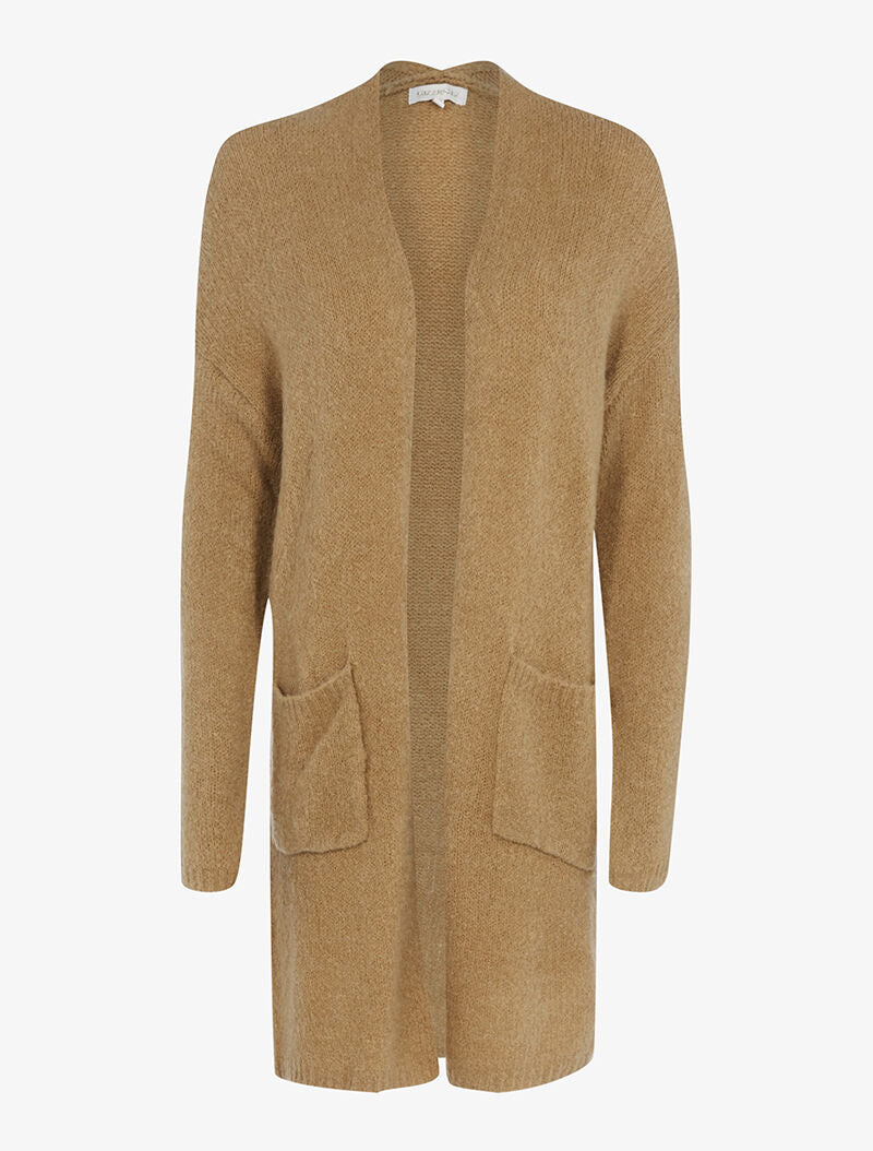 Gilet long maille en laine mélangée - moutarde - 1
