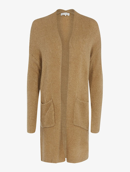 Gilet long maille en laine mélangée - moutarde - 1