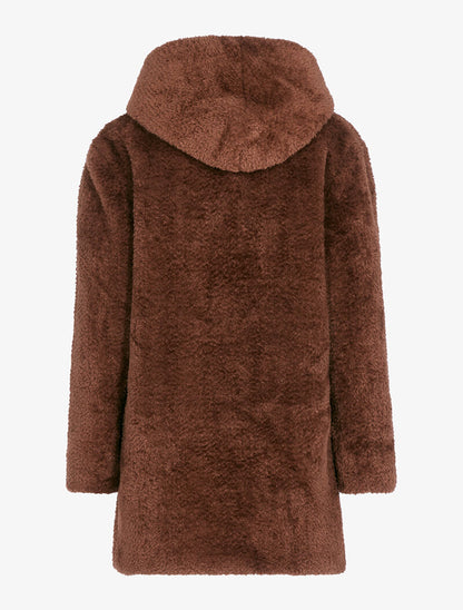 Manteau zippé en fourrure synthétique - marron - 2