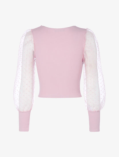 Top court style corset à manches transparentes - rose - 2