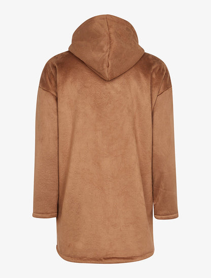 Manteau ample intérieur en maille bouclette - camel - 2