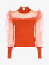 Pull bi matière à manches gigot - orange - 1