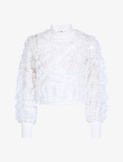 Crop top à empiècements pétales - blanc - 1