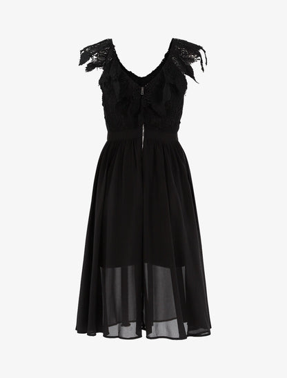 Robe longue à buste en crochet - noir - 2