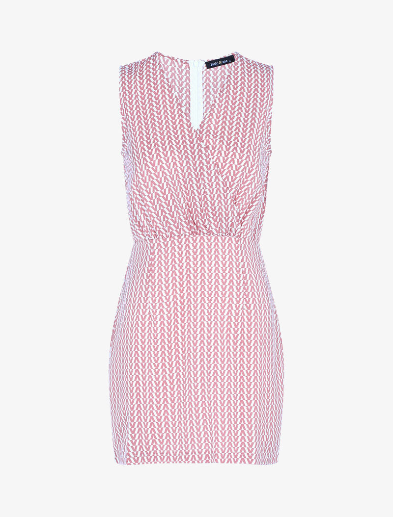 Robe à imprimé graphique et détails scintillants - rose - 1