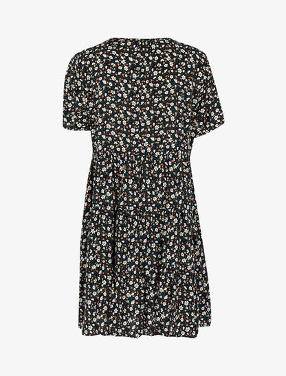 Robe trapèze à imprimé fleuri - marine - 2