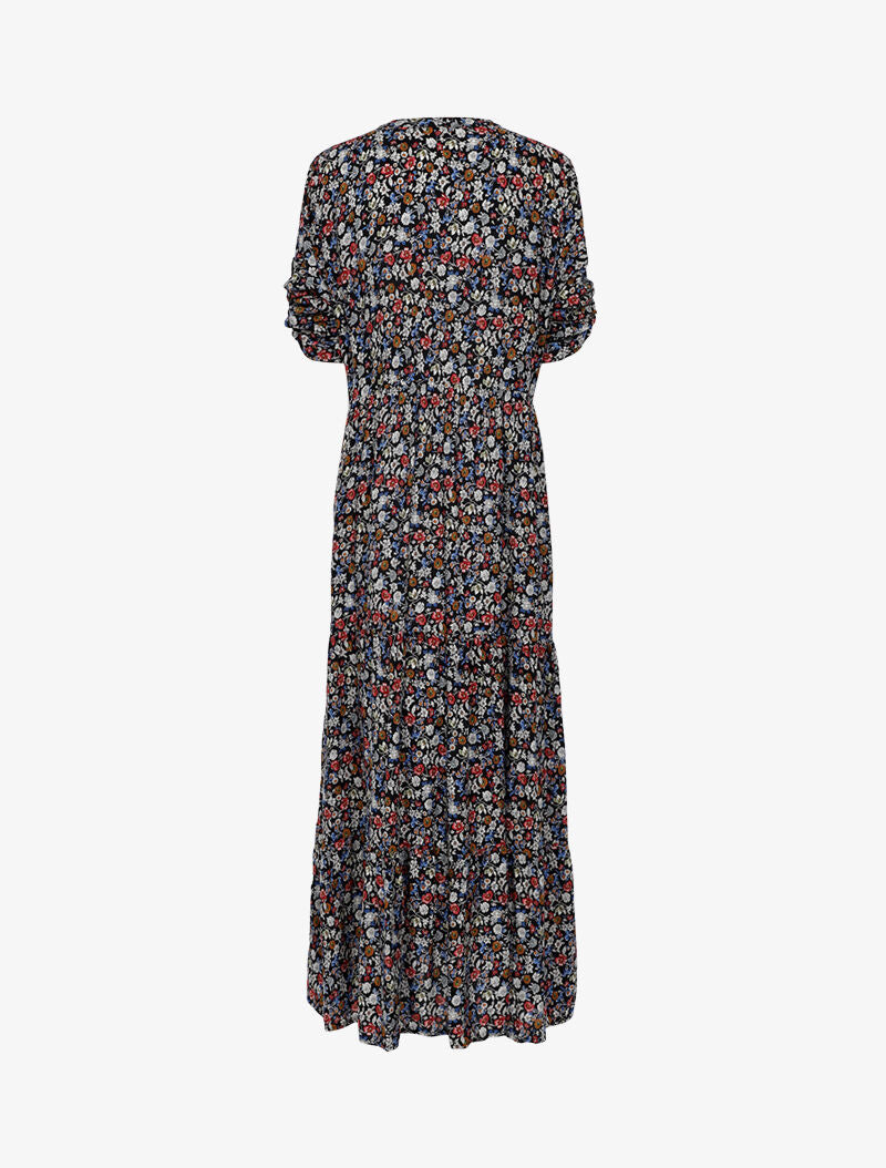 Robe chemise à imprimé fleurs colorées - noir - 2