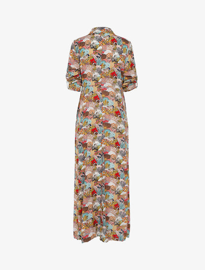 Robe chemise à imprimé paysage fleuri - jaune - 2