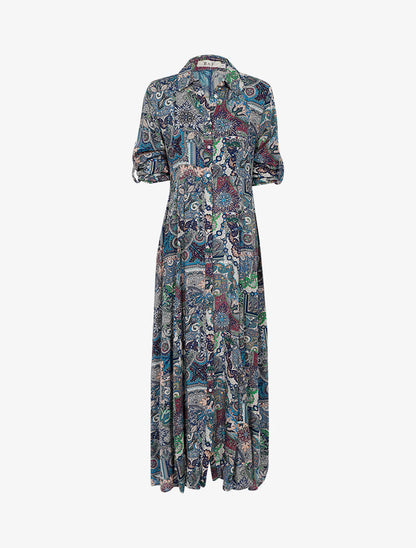 Robe chemise à imprimé cachemire - bleu - 3
