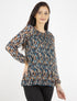 Blouse à imprimé géométrique graphique - bleu - 4