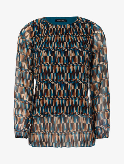 Blouse à imprimé géométrique graphique - bleu - 2