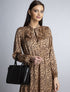 Robe longue à imprimé tâcheté - camel - 5