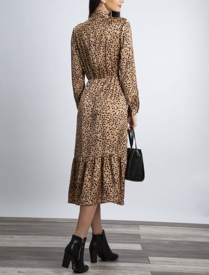Robe longue à imprimé tâcheté - camel - 2