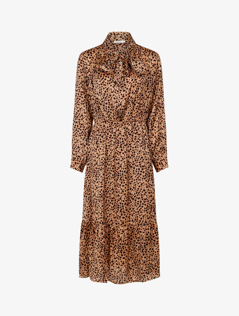 Robe longue à imprimé tâcheté - camel - 3
