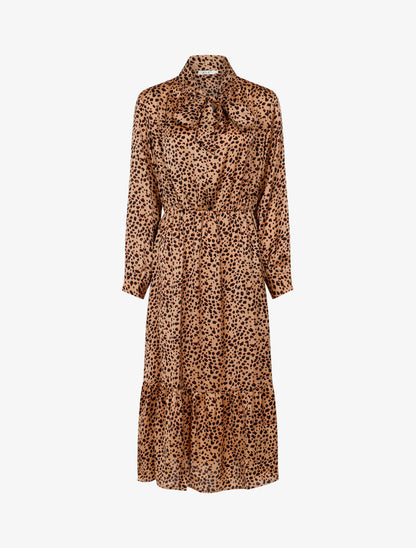Robe longue à imprimé tâcheté - camel - 3