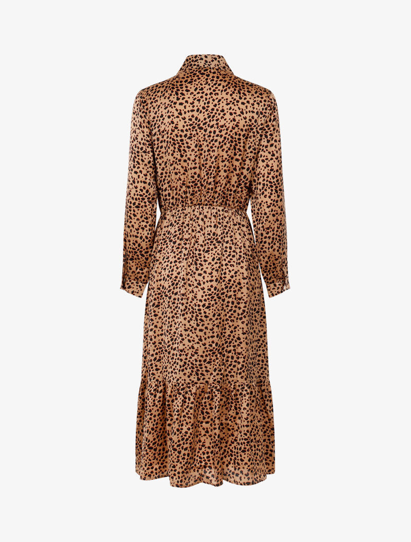 Robe longue à imprimé tâcheté - camel - 4